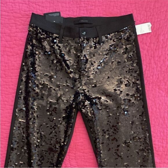 NWT J brand sequin front photo ready black jeans, size 28 - Picture 2 of 9